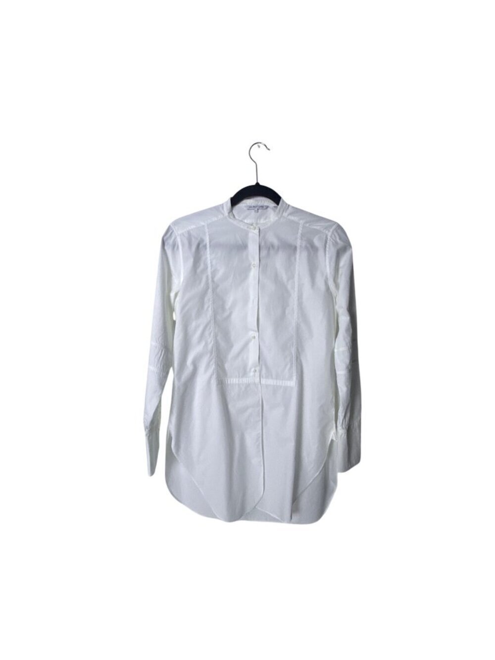 Helmut Lang White Button-Up Mandarin Collar Shirt Womens S Cotton Blend - Missin